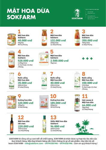 sản phẩm Mật hoa dừa Sokfarm
